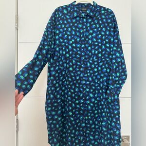 Monki Navy Midi Dress with Blue and Teal Spot Print